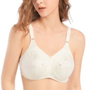 Flourish Total Support Bra Cotton Cream Color, soft adjustable strap FL-806