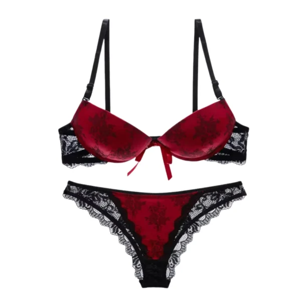 Embroidery Padded Bra & Thick Lace Bra Panty - Image 2