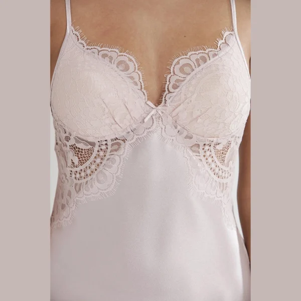 Pierre Cardin Satin Lace Nightgown & Dressing Gown - 4025 Powder Color - Image 7
