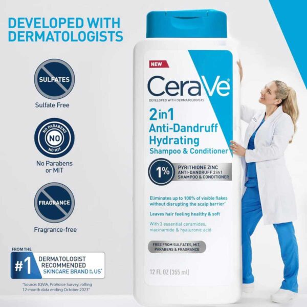 CeraVe 2 in 1 Anti-Dandruff Hydrating Shampoo And Conditioner (355 ml