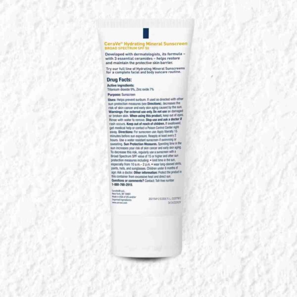 CeraVe Hydrating Mineral Sunscreen Broad Spectrum SPF50 75ml
